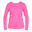 Long Sleeved Fuschia Hot Pink Classic Fit Tunic Length Womens' Solid color contoured T-Shirt, 100% cotton,