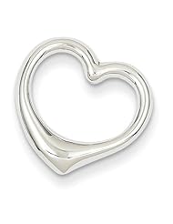 14k White Gold Polished Hollow Heart Pendant Slide