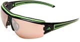 adidas evil eye halfrim pro L a167-6050 Rectangle Sunglasses,Shiny Black & Green Frame/LST Active Silver/LST Bright Lens,One Size