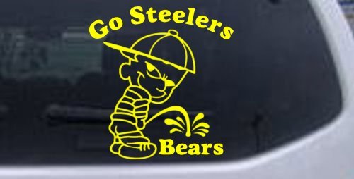 Yellow 8in X 7.6in -- Go Steelers Pee On Bears Car Window Wall Laptop Decal Sticker