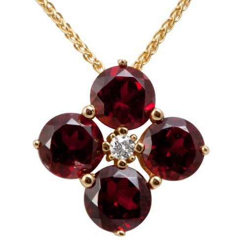 Bella Donna Damen-Halskette 333 Gelbgold 4 Granate rot 6.0 mm 1 Brillant 0.045ct. Weiss SI Preisvergleich