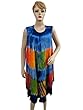 Boho Dress Retro Style Multi Blue Tie Dye Long Dress for Women