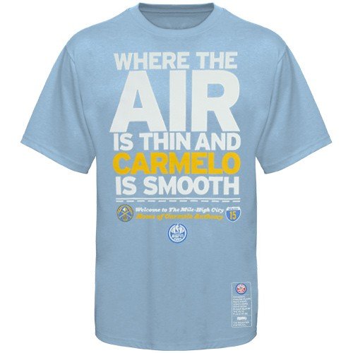 Cheap NBA Majestic Denver Nuggets #15 Carmelo Anthony Light Blue NBA Campaign ESPN T-shirt