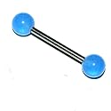 Pierced & Modified  Body Jewellery Tongue Bars  Glow In The Dark Ball Tongue Stud  Blue