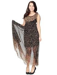 General Print Sheer Summer Chiffon Empire   Waistline  Dress with a Brush/Sweep Train 