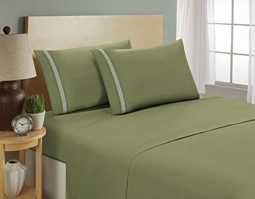 aJOY World 3D Chevron Embroidery 1800 Thread Count Ultra-soft Premium Collection, Wrinkle resistant Bedroom Linen Set, 100% Soft Brushed Microfiber with Deep Pocket California King Sheet Set, Sage