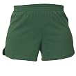 Hunter Dark Green solid color exercise sport shorts for women and girls. Covered elastic waist & vents.