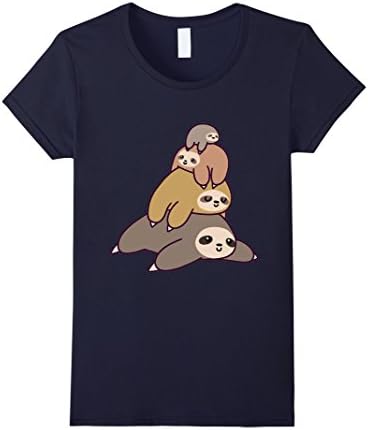 Women's Sloth Stack T-Shirt Medium Navy