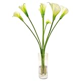 Baumgartens Artificial White Lilies In A Glass Vase 21 Inch Overall Height  ....
