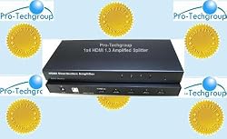 Pro-Techgroup 4-Port (1x4) HDMI v1.3 1080p Amplified Splitter / Multiplier with USB port for firmware upgrade with FREE 6ft HDMI 1.3 cable - 1080p, Xbox, PS3, Cable box, HD-DVD, HDVR...