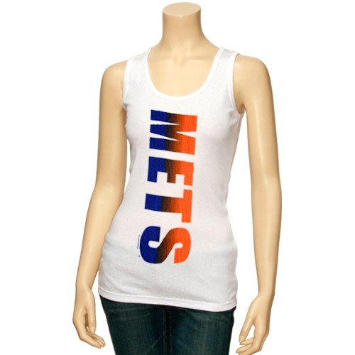 New York Mets Ladies White Oversize Graphic Tank Top