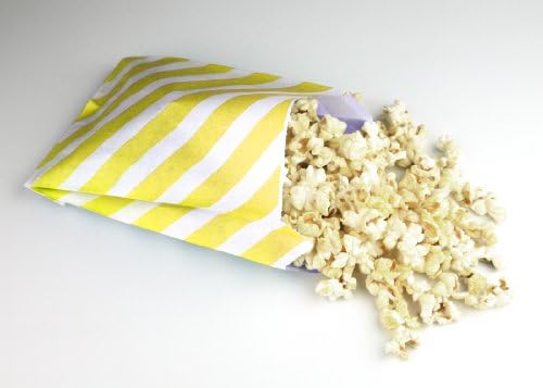 Party Favor Bags 5X7 - Pack of 24 Yellow Diagonal Stripe Style by Retro Sally