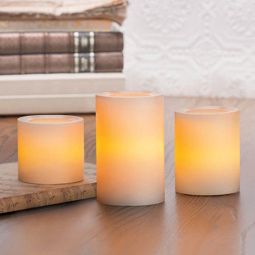 Inglow CGT25664CR3R Flameless Candles Round Pack of 3 4Inch Pillars