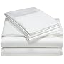 Pinzon 400-Thread-Count 100% Egyptian Cotton Pleated Hem Queen Sheet Set, Cloud