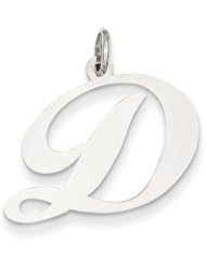 14k White Gold Large Fancy Script Initial D Charm Pendant. Metal Wt- 0.68g