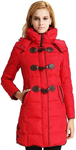 Yaloo Women's Military Long Hoodie Turtleneck Quilted Down Jacket Coat Parka