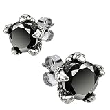 Spikes Mens 316L Surgical Stainless Steel Black CZ Eagle Claw Stud Earring