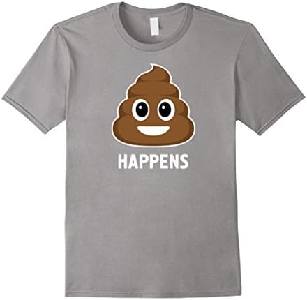 Men's Shit Happens Funny Poop Emoji T-Shirt Large Slate