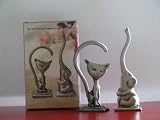 BEAUTIFUL GIFT! Set of 2 Ring Holders (Cute Cat & Elephant) Pewter with Crystal Eyes.