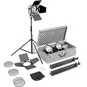 Arri Arrilite 1000/3 Compact Kit with 3 1000 Watt Open Face Tungsten Flood Lights, Bulbs and Accessories, 3,000 Watts, 120 Volts.