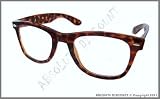 LUNETTES MONTURE STYLE WAYFARER RETRO VINTAGE 80's MONTURE ECAILLE MARRON - VERRES NEUTRES / TRANSPARENTS