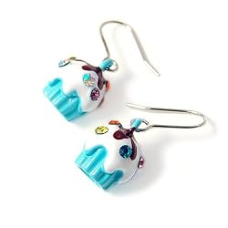 Blue Cupcake Dangle Charm Earrings Fashion Jewelry
