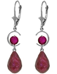 Duet Drop Earrings with Ruby in 14k White Gold