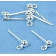 6 Sterling Silver Earring Ball Stud Loop Post 3mm Parts