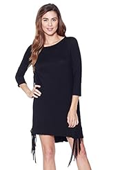Spandex/Viscose/Knit High-Low-Hem Elbow Length Sleeves Stretchy  Dress