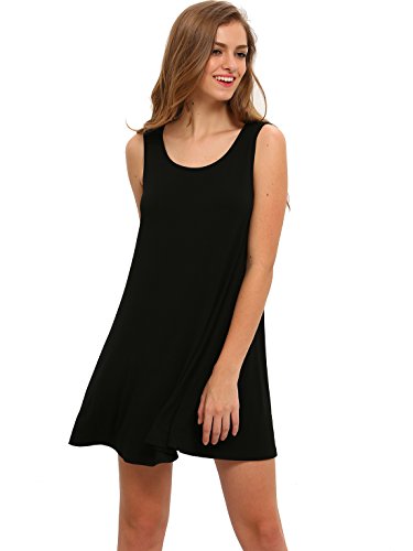 ROMWE Women's Casual T-Shirt Sleeveless Swing Dress Tunic Tank Top Dresses