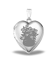 Sterling Silver "Sweetheart" Dozen Roses Heart Locket 3/4 inch x 3/4 inch