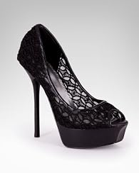 Chantel Lace Leather Stacked Pump