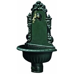 Puteus 15132-E Nostalgie-Wandbrunnen Graugu�, gr�n lackiert