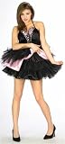 Adult Costume Accessories Womens Crinoline Slip Petticoat Sexy Short Black Flair Skirt Silver Trim