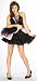 Adult Costume Accessories Womens Crinoline Slip Petticoat Sexy Short Black Flair Skirt Silver Trim