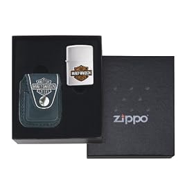 Zippo Lighter Harley Davidson Pouch Gift Set (lighter not included), Black
