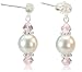 Medical Plastic Earring for Metal Allergic Kid / Lady, Authentic Swarovski Crystal Pearl & Lt. Rose Pink Crystal (3176)