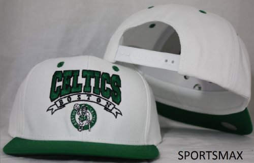 Boston Celtics White / Green Two Tone Snapback Adjustable Plastic Snap Back Hat / Cap