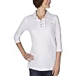 Moody Mama Maternity Ruffle Top with Placketed Collar - White