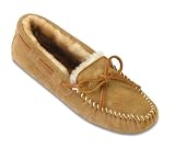 Ladies Minnetonka Moccasins Sheepskin Softsole Moc Slipper Tan, TAN, 10