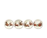 Williams Sonoma Santa & His Reindeer Dessert Plates, Set of 4 NEW