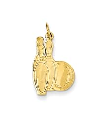 14k Yellow Gold Bowling Pins Charm