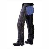Leather Chaps - Unisex Z/O Insulated Leather Chaps with Braids & Fringes
