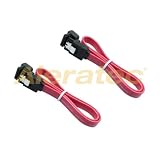 Left Angle to Straight Sata 2.0 Data Cable with Clip, 12 Inch - 2 Pack