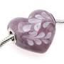 Murano Style Glass Lampwork Lilac Swirl Heart Bead Fits Pandora 25mm (1)