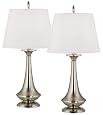 Set of Two Modern Brushed Steel Touch Table Lamps