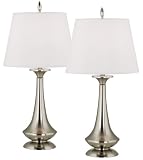 Set of Two Modern Brushed Steel Touch Table Lamps