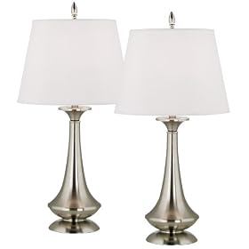 Set of Two Modern Brushed Steel Touch Table Lamps