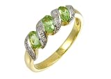 9ct Yellow Gold Diamond And Peridot Eternity Ladies Ring Size Q