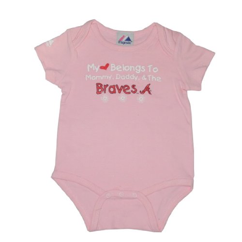 MLB Atlanta Braves Baby / Infant One-Piece Bodysuit / Romper / Onesie - Pink (Size: 12)
